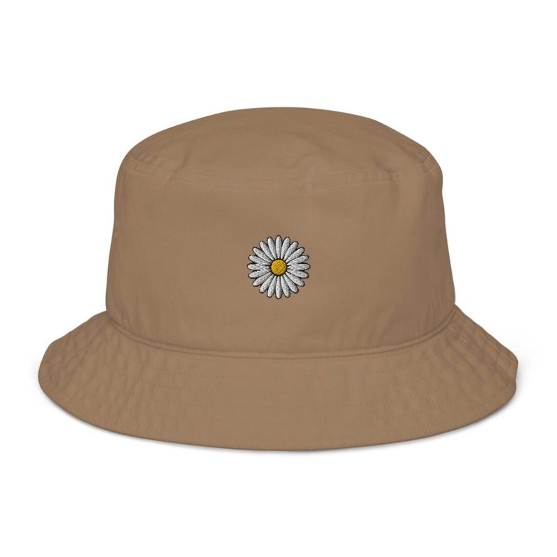 Daisy Bucket Hat Brown Embroidery