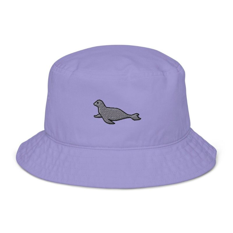Seal Bucket Hat Purple Embroidery