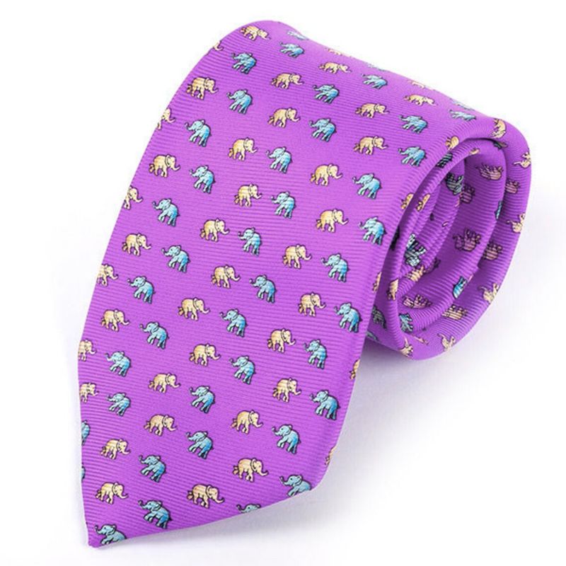 Tie Purple Elephant Motif