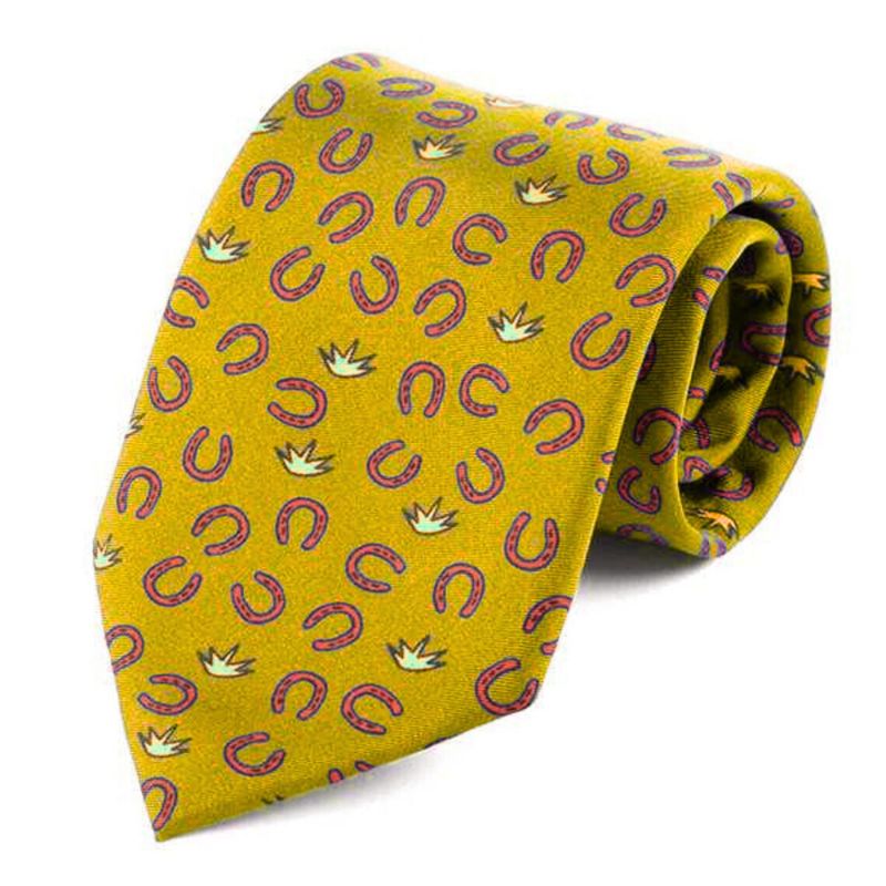 Tie Yellow Belmont Horseshoe Motif